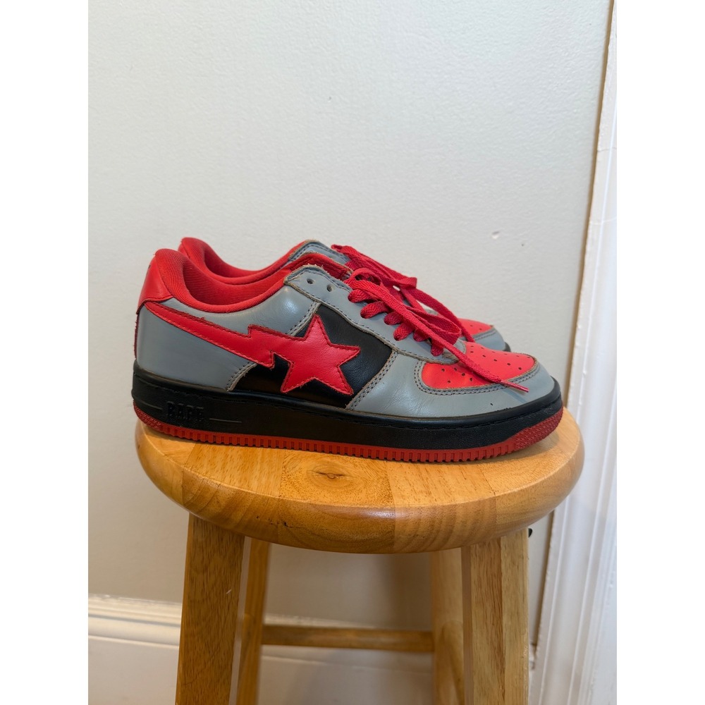 A Bathing Ape Bape Sta Vintage Grey Red Black Low Top Sneakers Mens Size 9